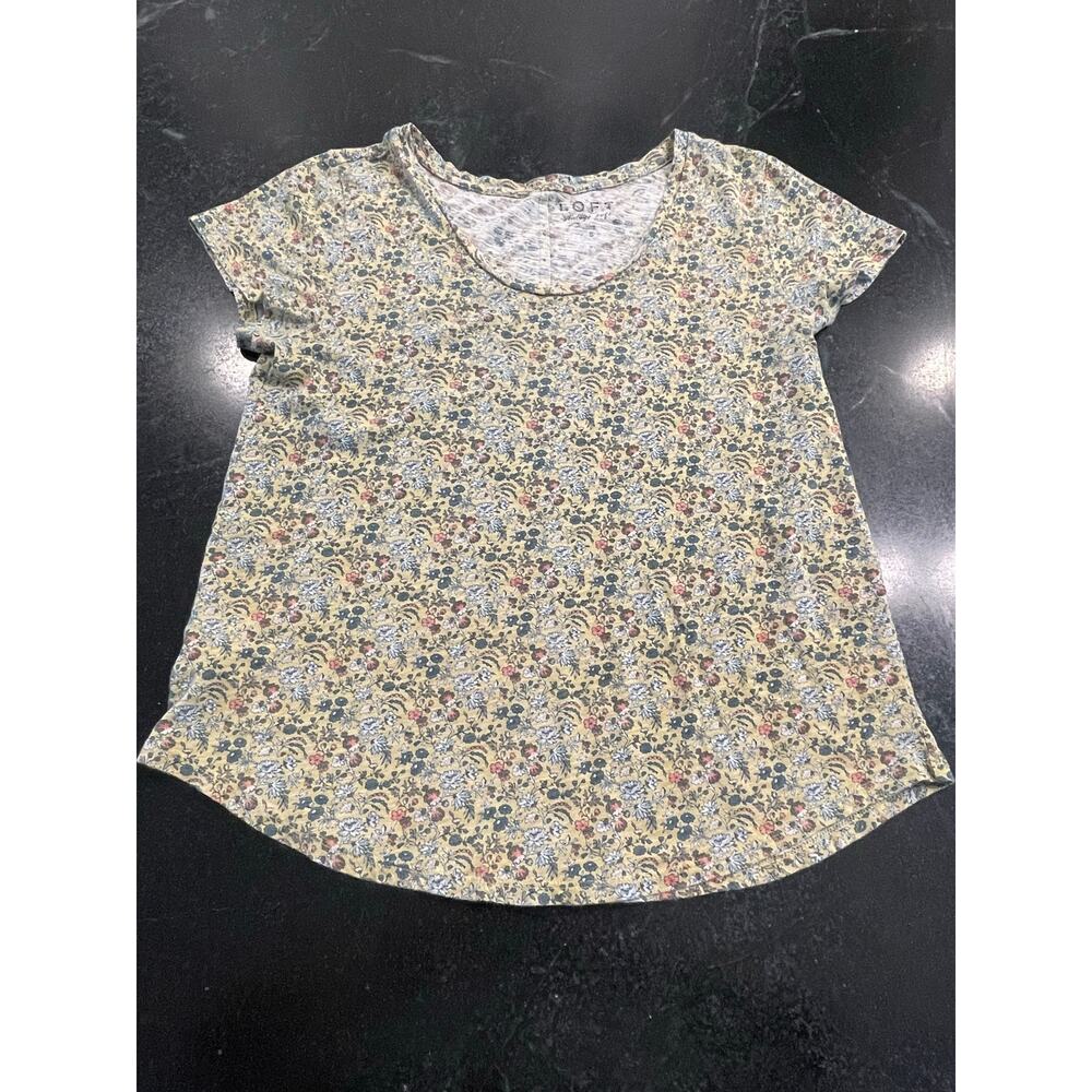 LOFT vintage soft floral cap sleeve tee Small 100% Cotton
